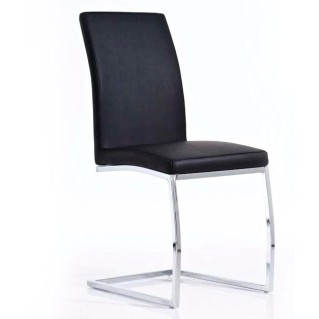 Silla de Confidente JACA, en metal cromado, Piel color Negro