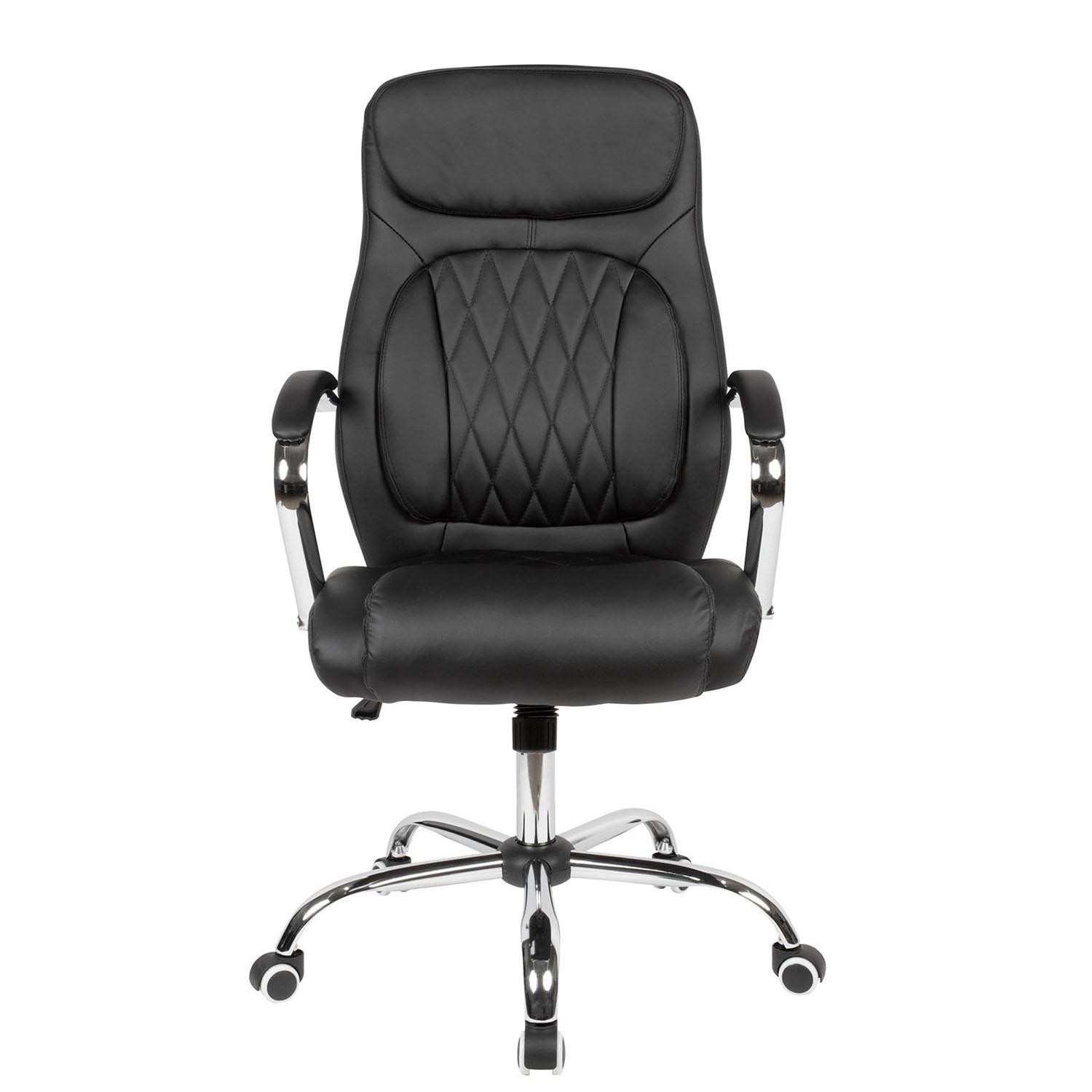 Sillón de Oficina CONTY, Diseño Exclusivo, Mecanismo Basculante, en Piel Negra