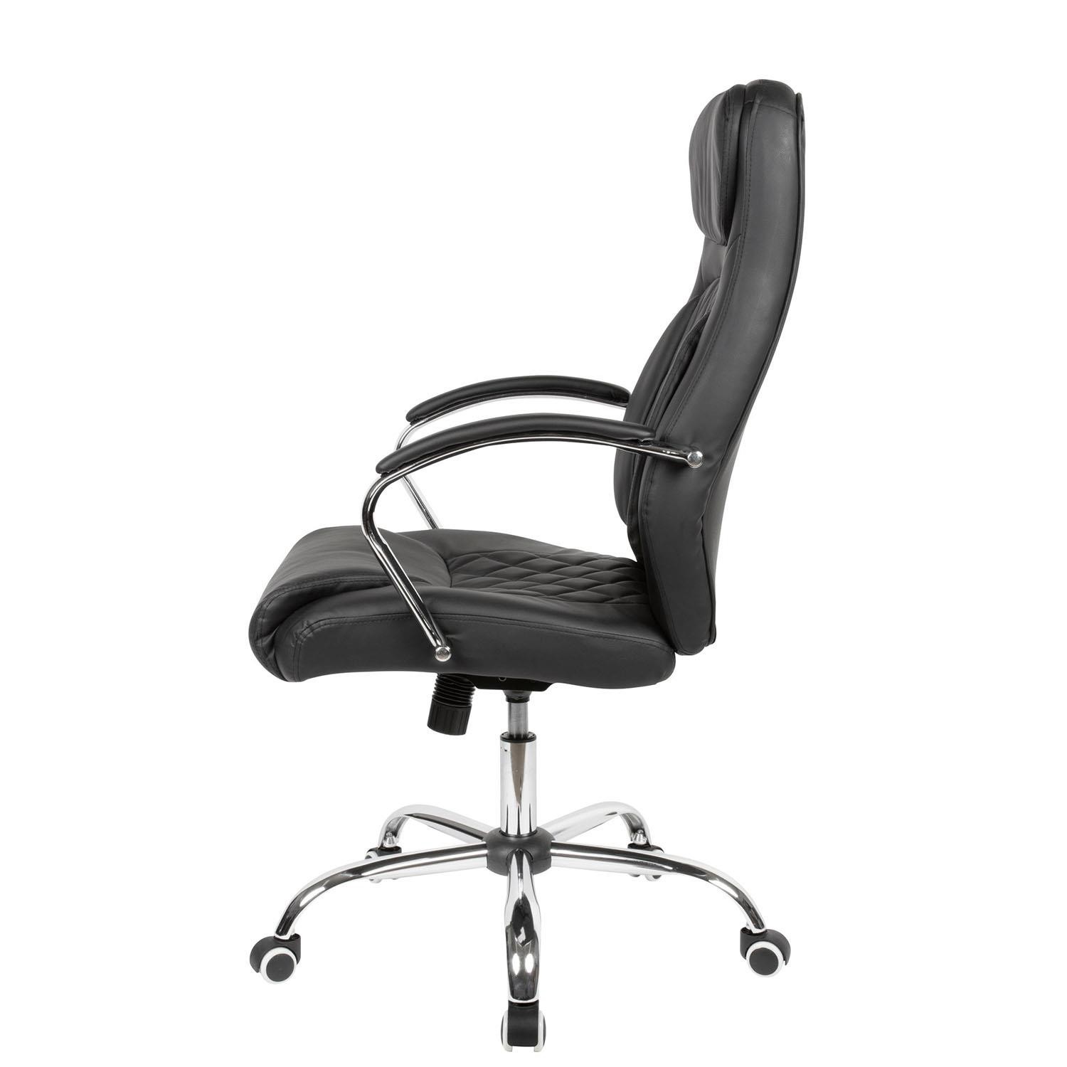 Sillón de Oficina CONTY, Diseño Exclusivo, Mecanismo Basculante, en Piel Negra