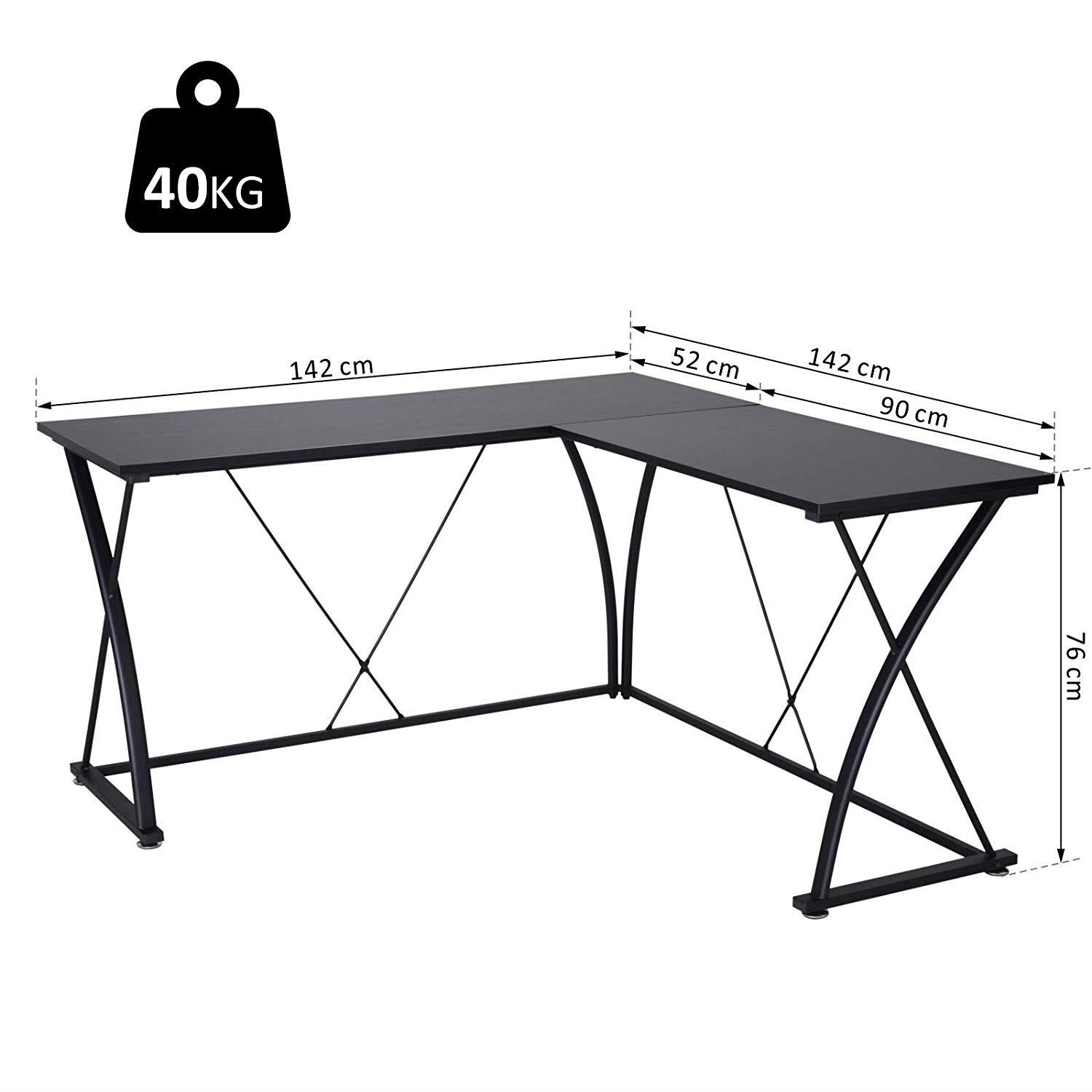 Mesa de Oficina MANILA, 142x142x76 cm, en Metal y Madera, color Negro