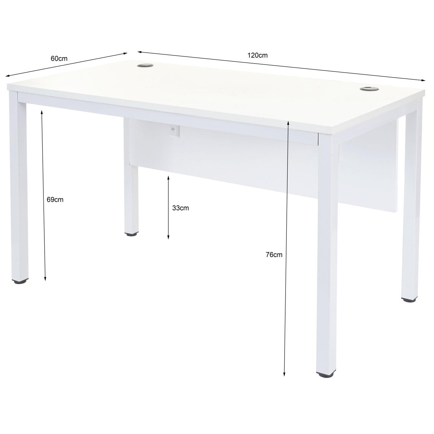 Mesa de Oficina MESTER, 120x60x76 cm, en Metal y Madera, color Blanco