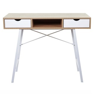 Mesa para Ordenador NILSA, 100x40x80 cm, color Roble y Blanco 2