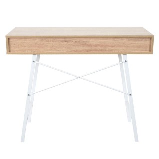Mesa para Ordenador NILSA, 100x40x80 cm, color Roble y Blanco 2