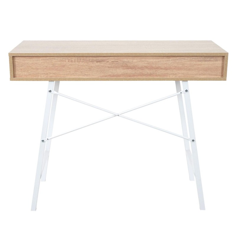 Mesa para Ordenador NILSA, 100x40x80 cm, color Roble y Blanco