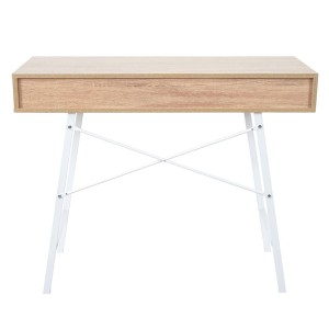 Mesa para Ordenador NILSA, 100x40x80 cm, color Roble y Blanco
