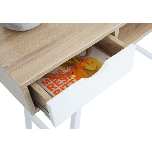 Mesa para Ordenador NILSA, 100x40x80 cm, color Roble y Blanco