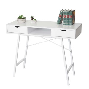 Mesa para Ordenador NILSA, 100x40x80 cm, color Roble y Blanco