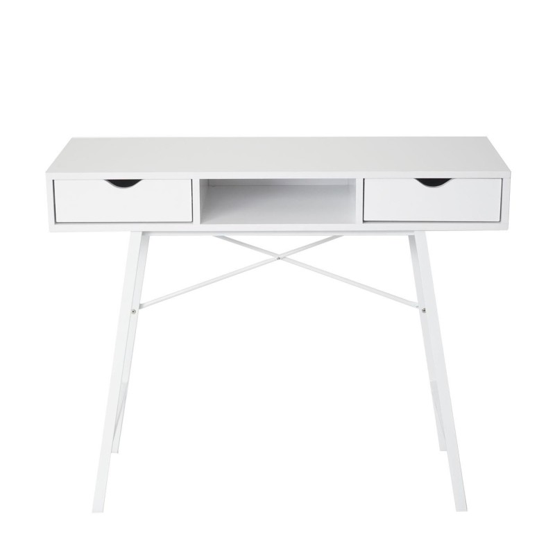 Mesa para Ordenador NILSA, 100x40x80 cm, color Roble y Blanco