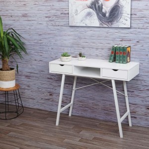 Mesa para Ordenador NILSA, 100x40x80 cm, color Roble y Blanco