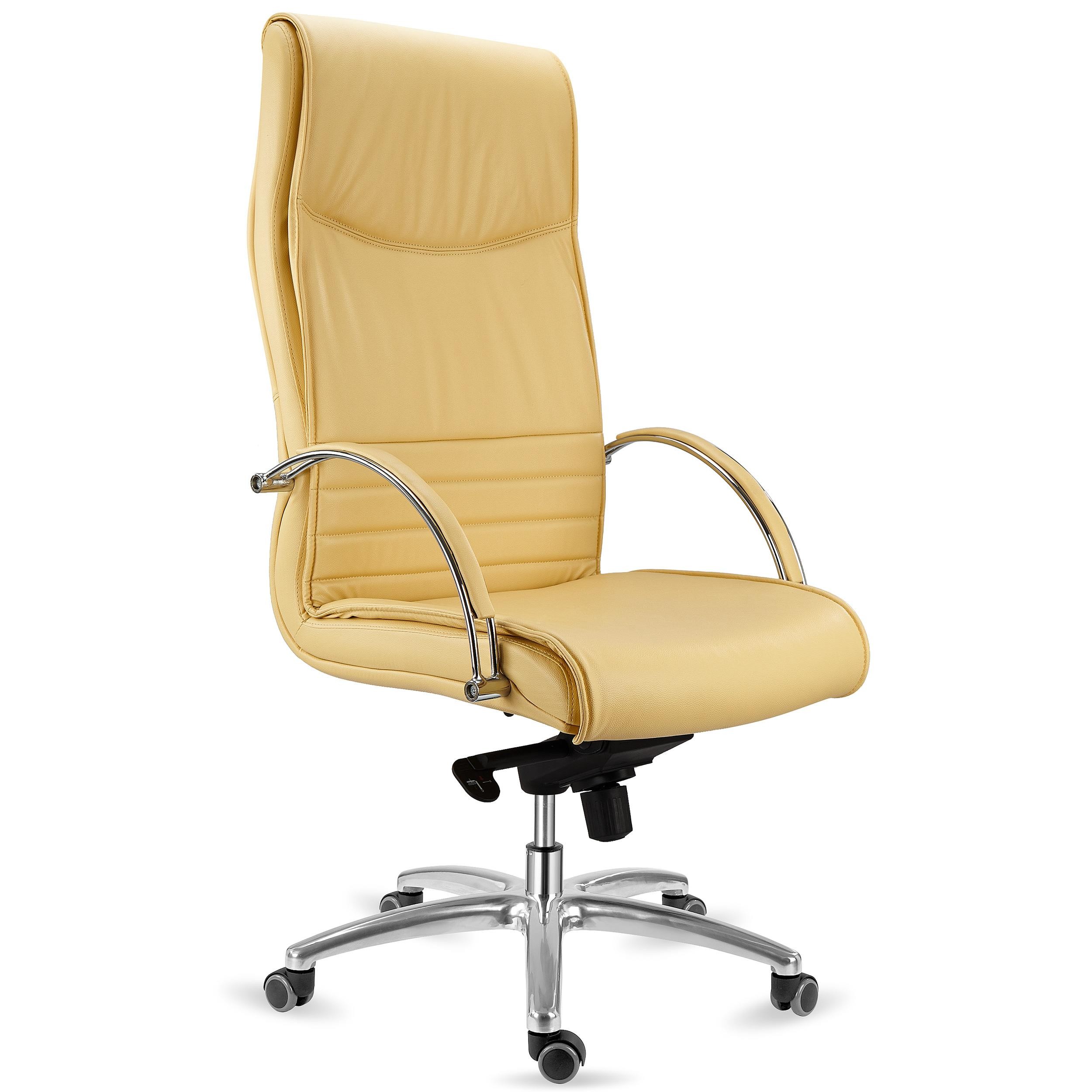 Sillón de Oficina VILLA, Mecanismo Basculante, Respaldo Alto, en Piel Negra