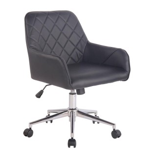 Silla de Oficina DARRY, en Piel con Costuras, Negro