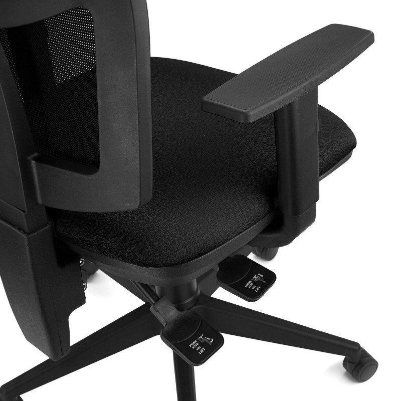 Silla Ergonómica ATLANTA, tela y malla negra