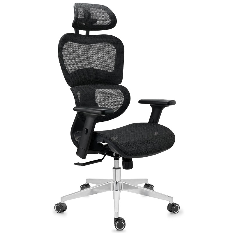 Silla ergonómica VICTORY, totalmente ajustable, malla negra