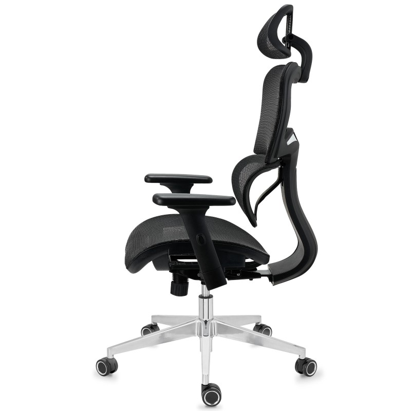 Silla ergonómica VICTORY, totalmente ajustable, malla negra
