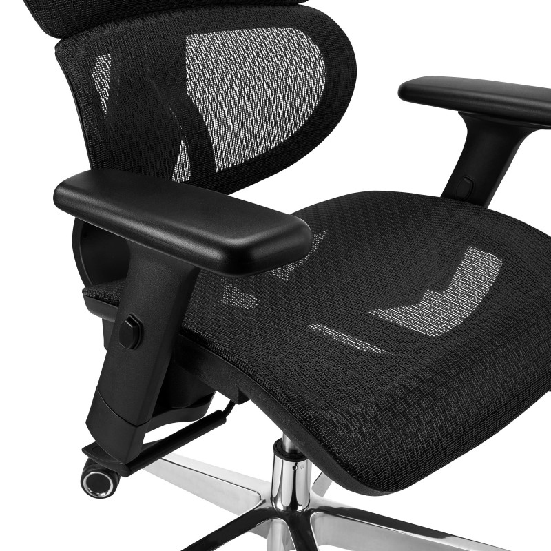 Silla ergonómica VICTORY, totalmente ajustable, malla negra