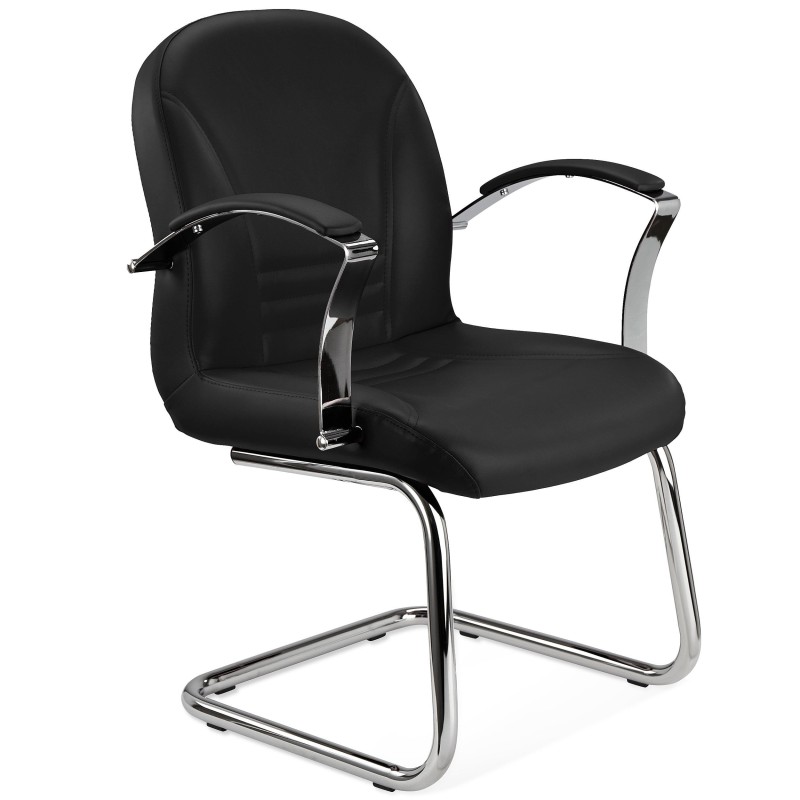 Silla de Confidente CANCUN, En Piel, Color Negro