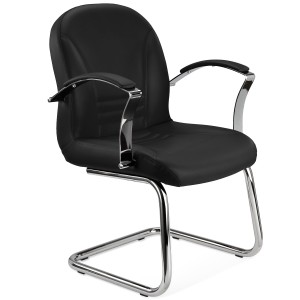 Silla de Confidente CANCUN, En Piel, Color Negro