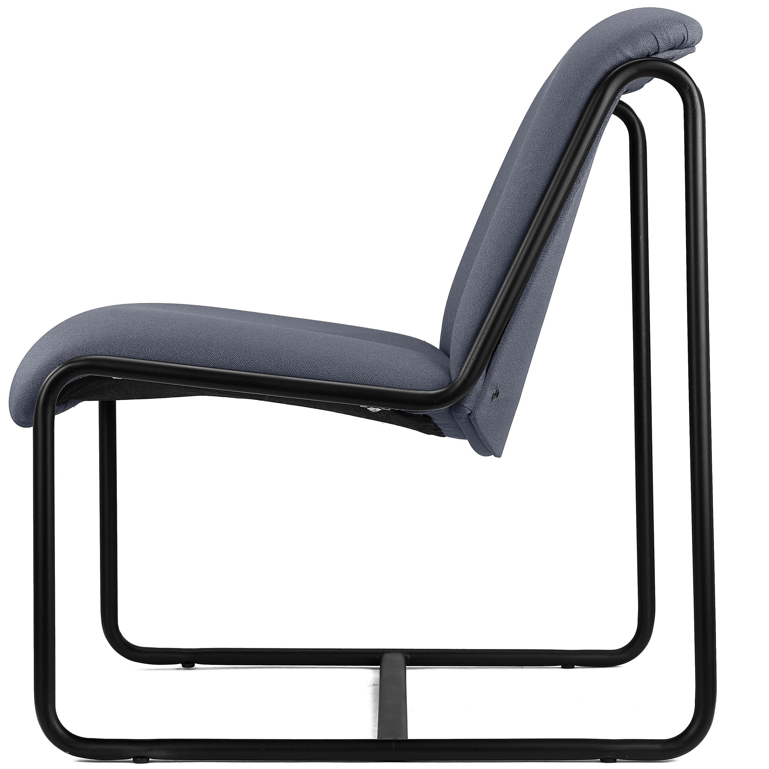 Silla de Confidente LIMA, Exclusivo Diseño, Estructura Metálica, en Tela Negra