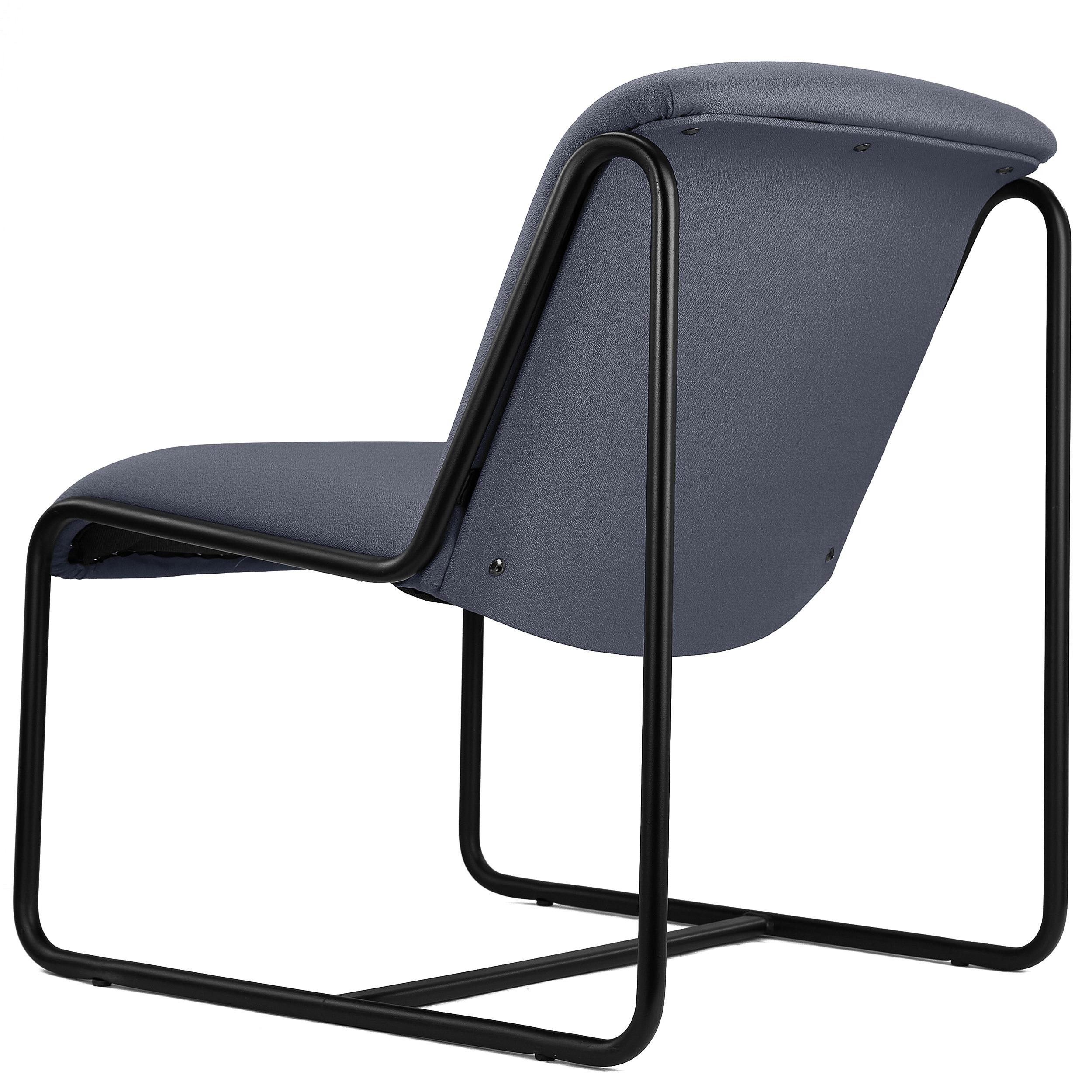 Silla de Confidente LIMA, Exclusivo Diseño, Estructura Metálica, en Tela Negra