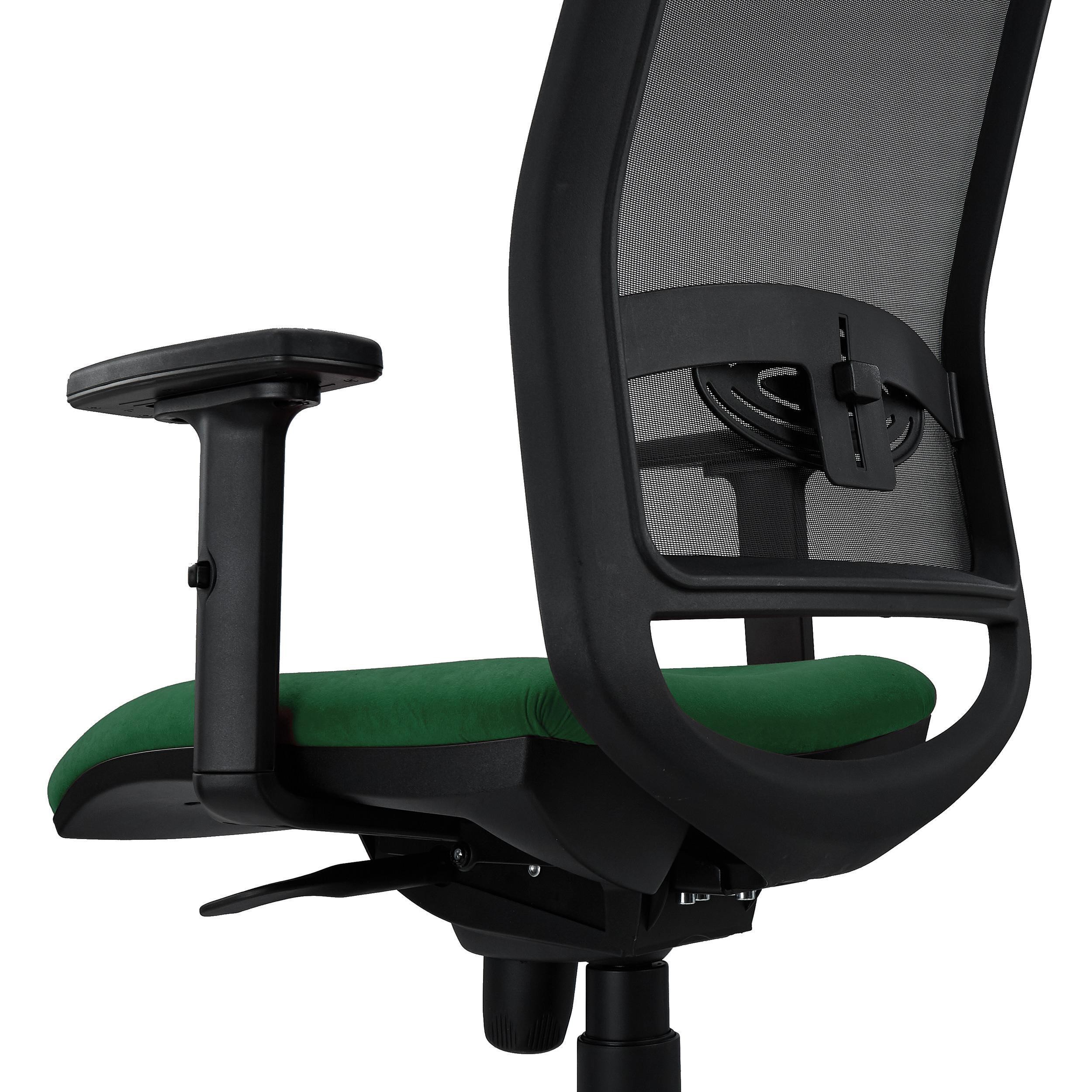 Silla Ergonómica NEPTUNO, Soporte Lumbar, Uso 8 Horas, en Malla y Tela Negra