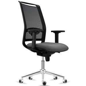 Silla Ergonómica NEPTUNO, Base Metálica, en Malla y Tela Negra