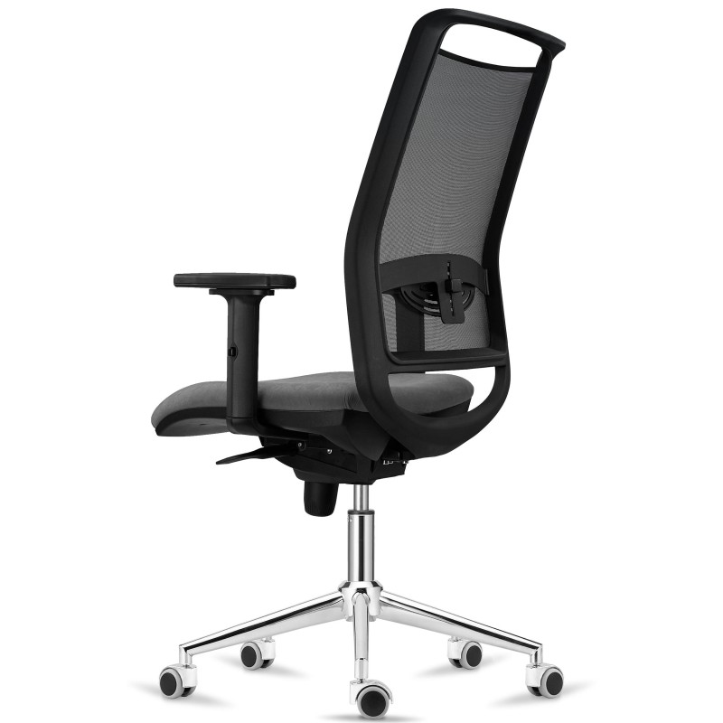 Silla Ergonómica NEPTUNO, Base Metálica, en Malla y Tela Negra