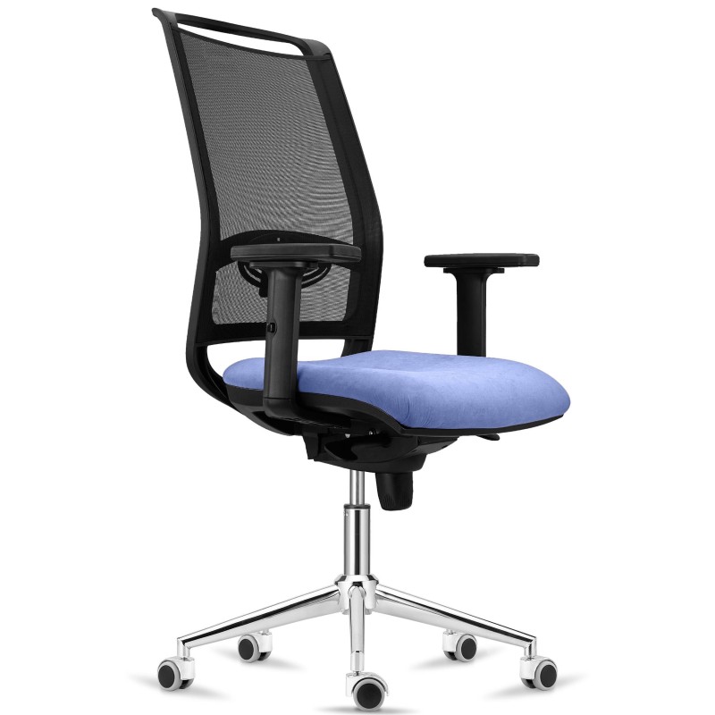 Silla Ergonómica NEPTUNO, Base Metálica, en Malla y Tela Negra