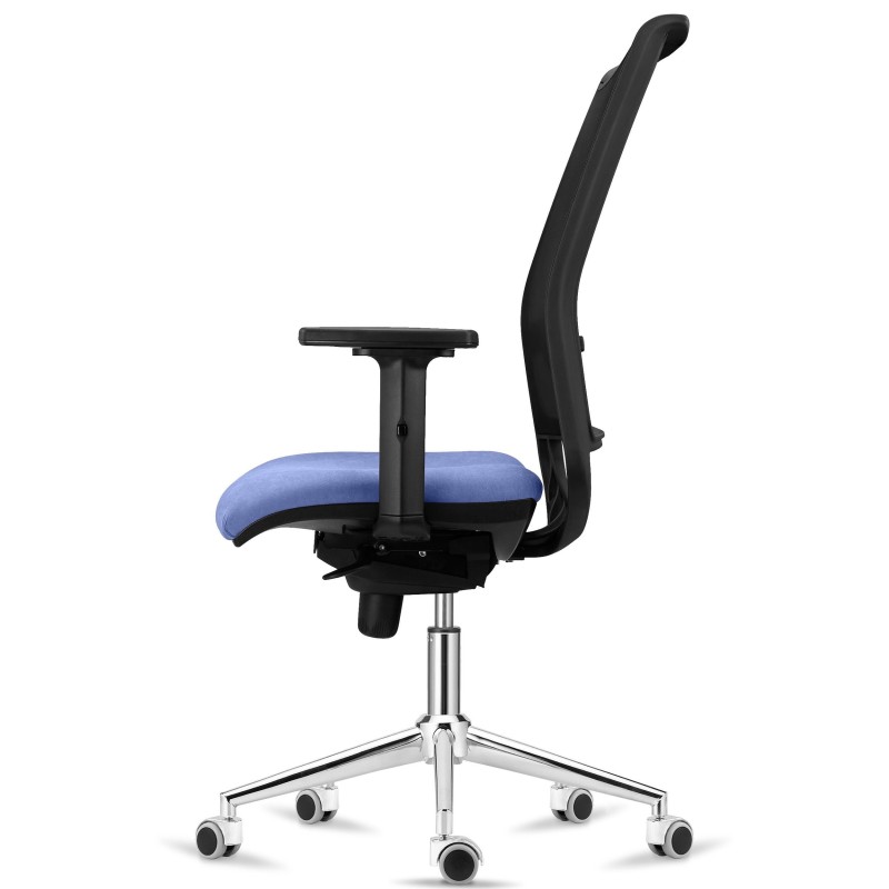 Silla Ergonómica NEPTUNO, Base Metálica, en Malla y Tela Negra