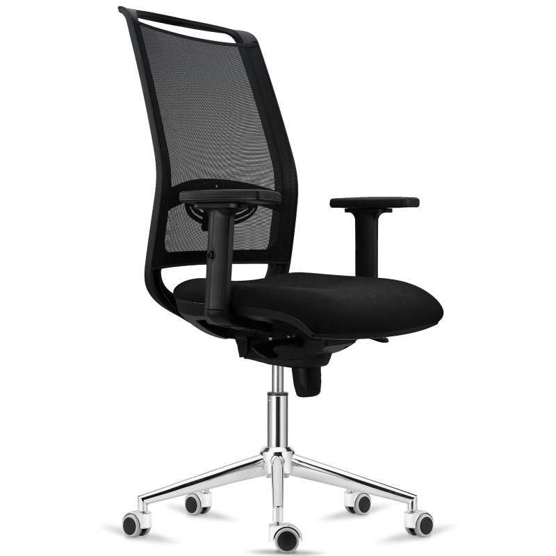 Silla Ergonómica NEPTUNO, Base Metálica, en Malla y Tela Negra