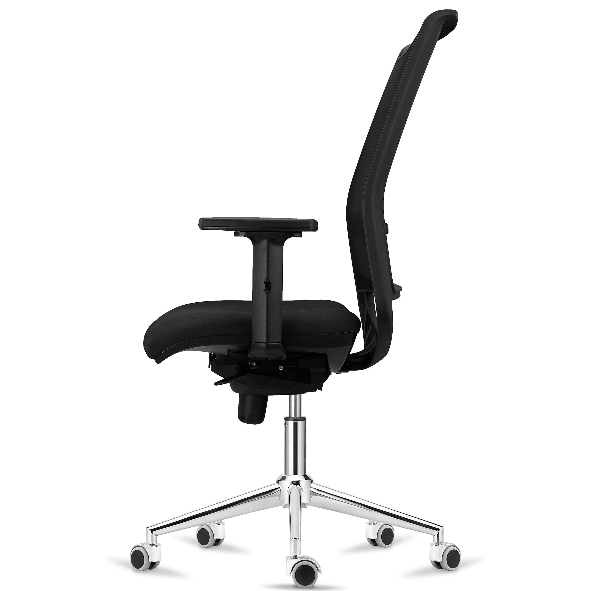 Silla Ergonómica NEPTUNO, Soporte Lumbar, Uso 8 Horas, Base Metálica, en Malla y Tela Negra