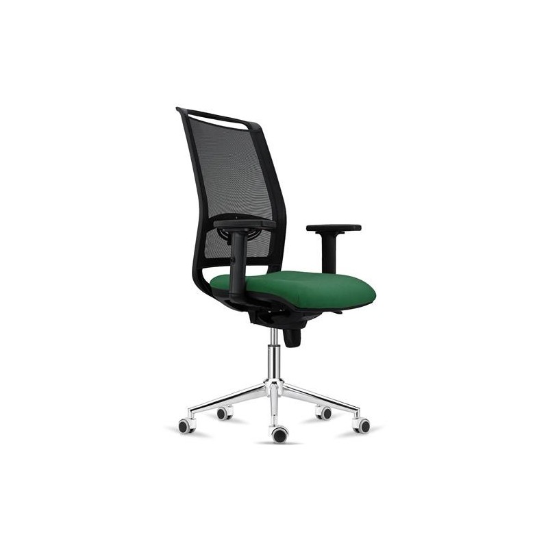 Silla Ergonómica NEPTUNO, Base Metálica, en Malla y Tela Negra