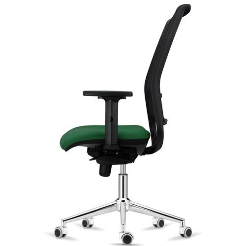 Silla Ergonómica NEPTUNO, Soporte Lumbar, Uso 8 Horas, Base Metálica, en Malla y Tela Negra