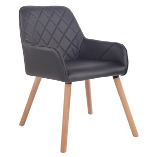 Silla de Confidente DARRY V, Patas Claras, en Piel Negra