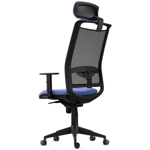 Silla Ergonómica NEPTUNO, Reposacabezas, en Malla y Tela Negra