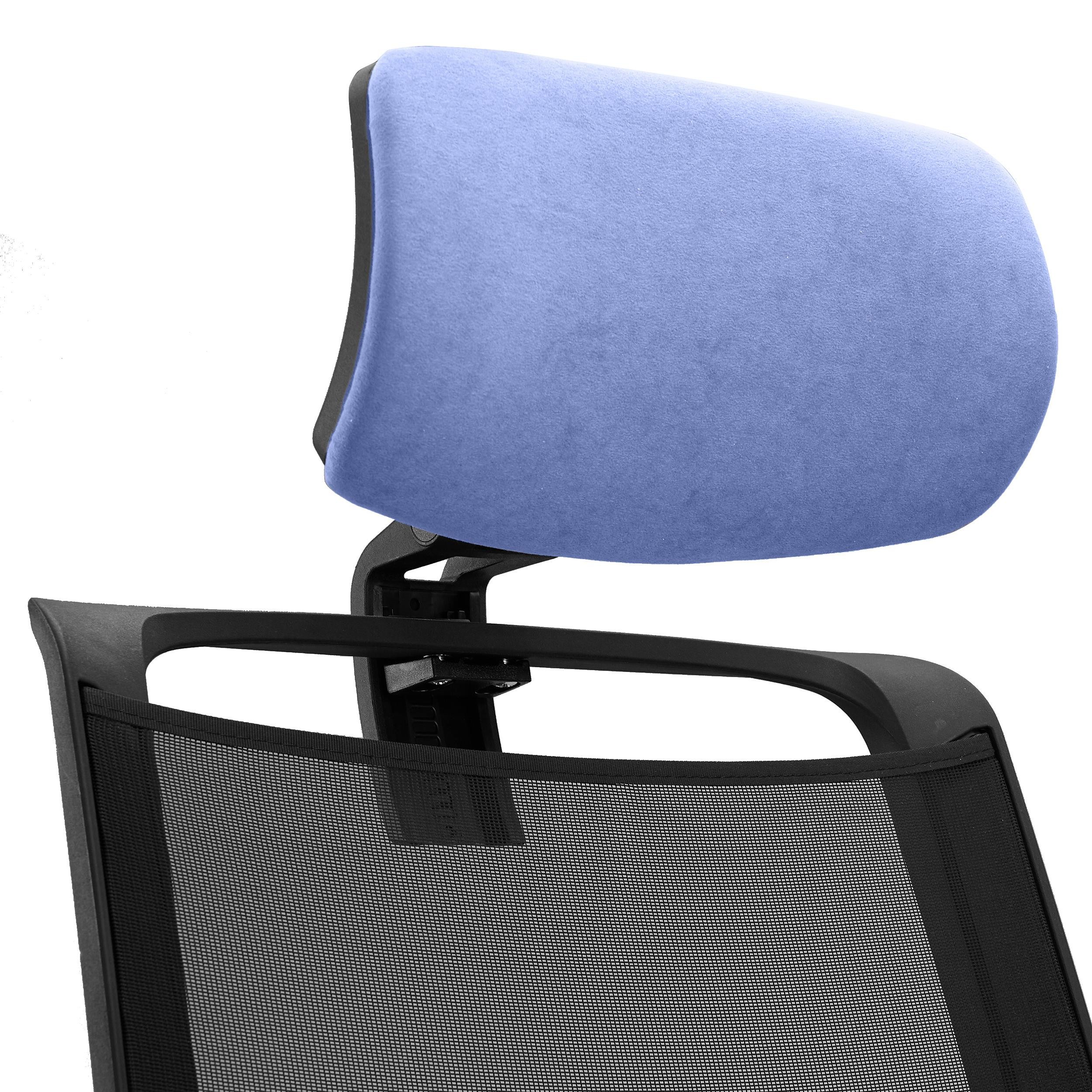 Silla Ergonómica NEPTUNO, Reposacabezas, Soporte Lumbar, Uso 8 Horas, en Malla Negra y Tela Negra