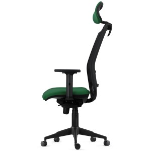 Silla Ergonómica NEPTUNO, Reposacabezas, en Malla y Tela Negra