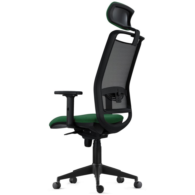 Silla Ergonómica NEPTUNO, Reposacabezas, en Malla y Tela Negra