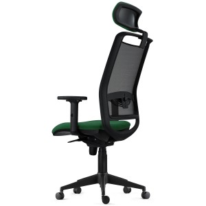 Silla Ergonómica NEPTUNO, Reposacabezas, en Malla y Tela Negra