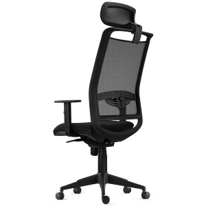 Silla Ergonómica NEPTUNO, Reposacabezas, en Malla y Tela Negra
