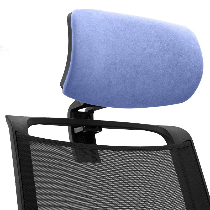 Silla Ergonómica NEPTUNO, Reposacabezas, Base Metálica, en Malla y Tela Negra