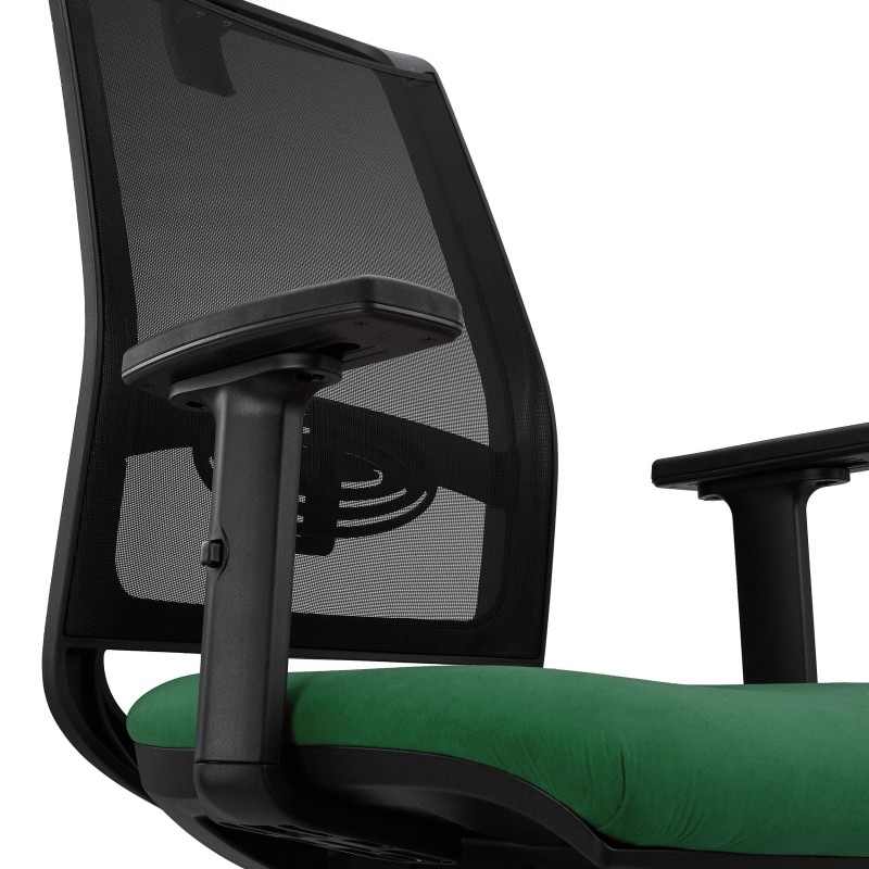 Silla Ergonómica NEPTUNO, Reposacabezas, Base Metálica, en Malla y Tela Negra