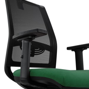 Silla Ergonómica NEPTUNO, Reposacabezas, Base Metálica, en Malla y Tela Negra