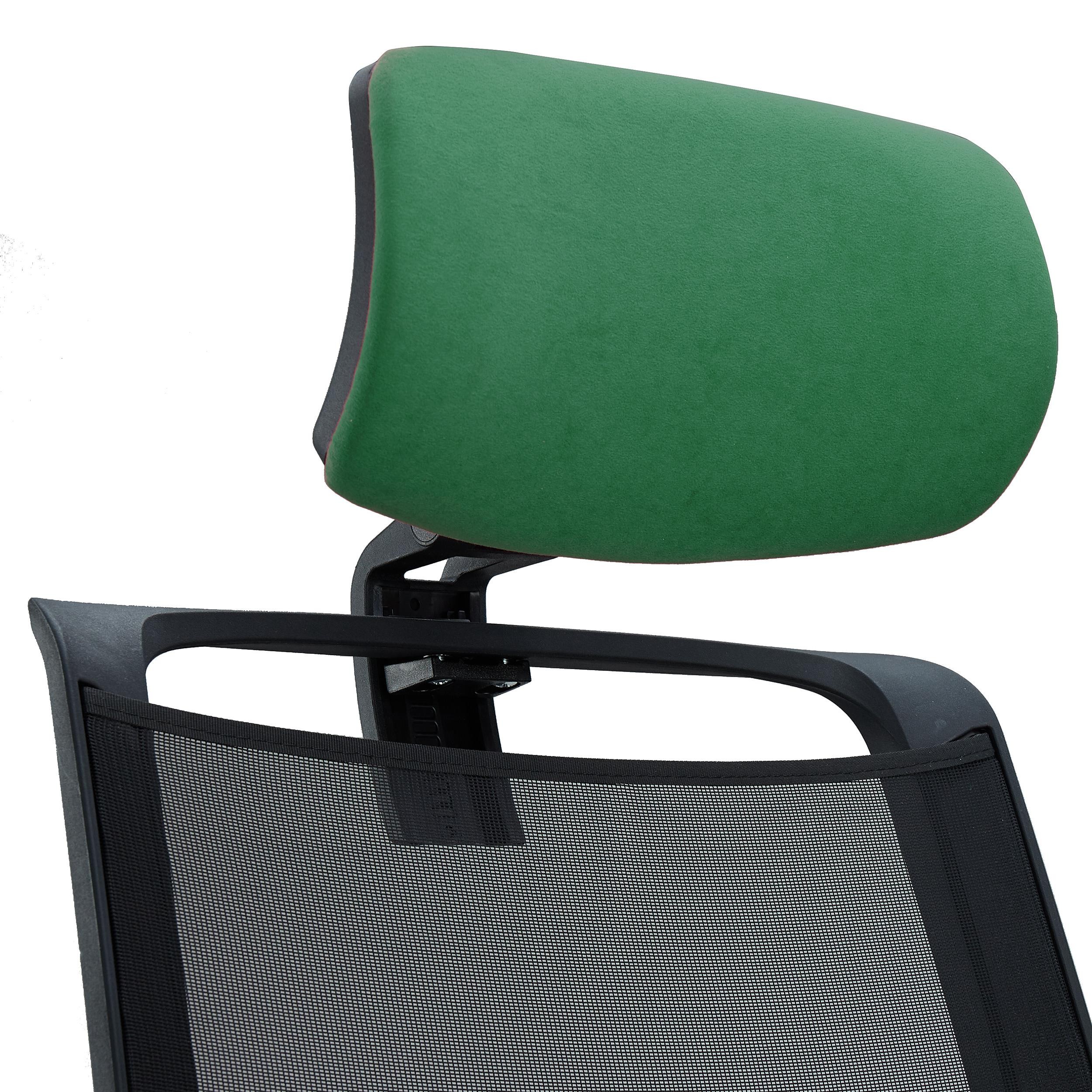 Silla Ergonómica NEPTUNO, Reposacabezas, Soporte Lumbar, Uso 8 Horas, Base Metálica, en Malla y Tela Negra
