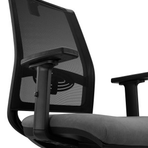 Silla Ergonómica NEPTUNO, Reposacabezas, Base Metálica, en Malla y Tela Negra