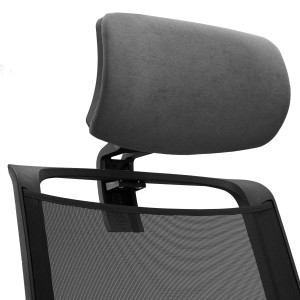 Silla Ergonómica NEPTUNO, Reposacabezas, Base Metálica, en Malla y Tela Negra