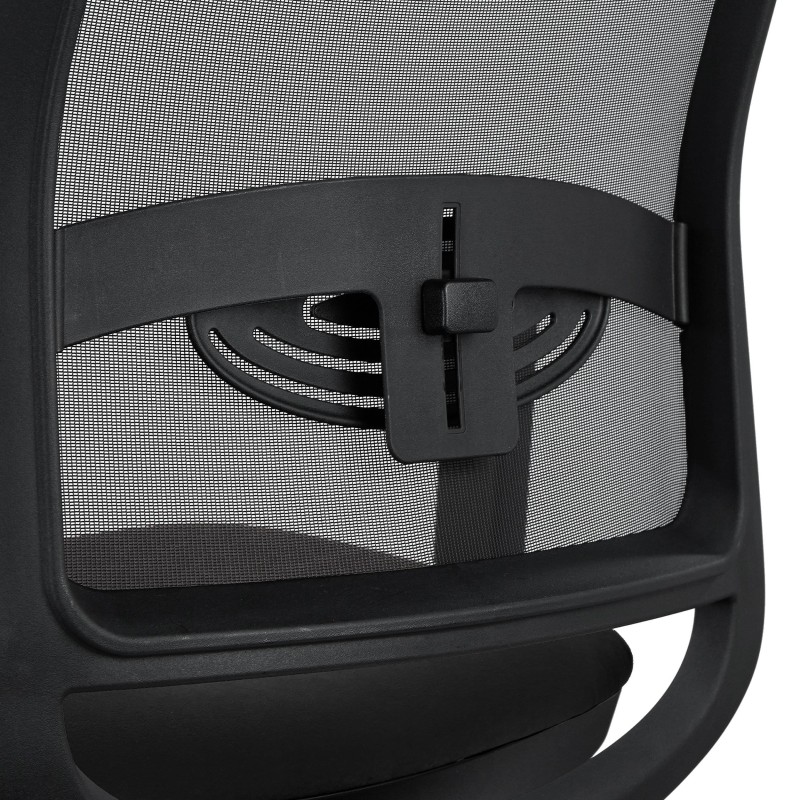 Silla Ergonómica NEPTUNO, Reposacabezas, Base Metálica, en Malla y Tela Negra