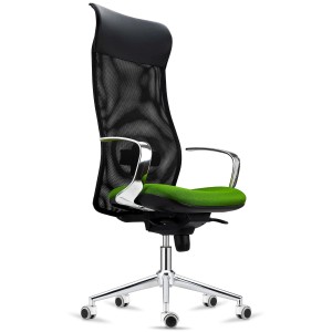 Silla Ergonómica YEDA, Respaldo Alto, en Malla y Tela, Negro