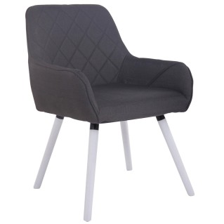 Silla de Confidente DARRY V TELA, Patas Blancas, Negro