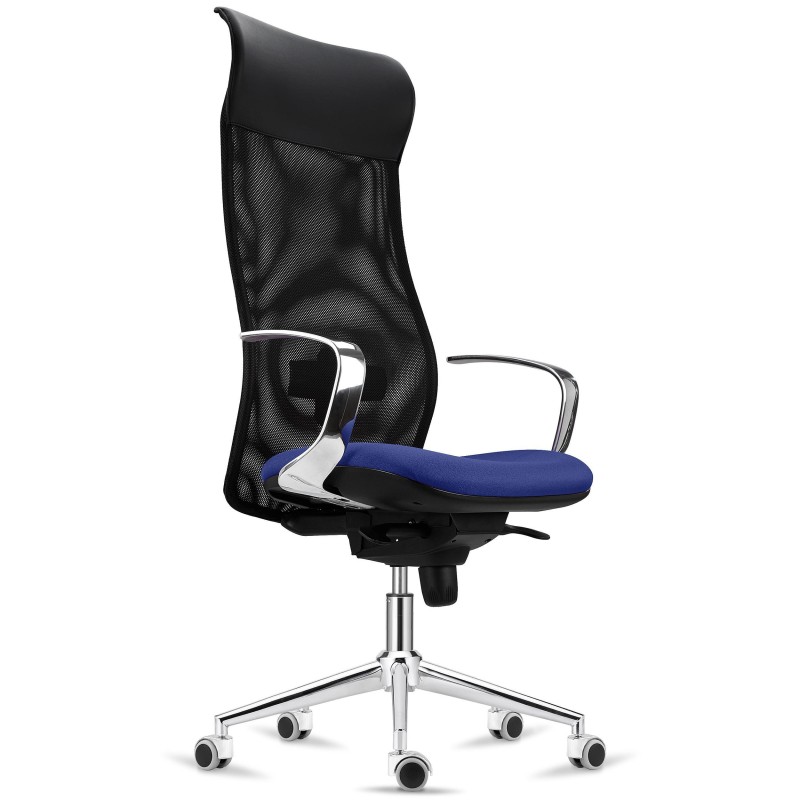 Silla Ergonómica YEDA, Respaldo Alto, en Malla y Tela, Negro