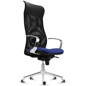Silla Ergonómica YEDA, Respaldo Alto, en Malla y Tela, Negro